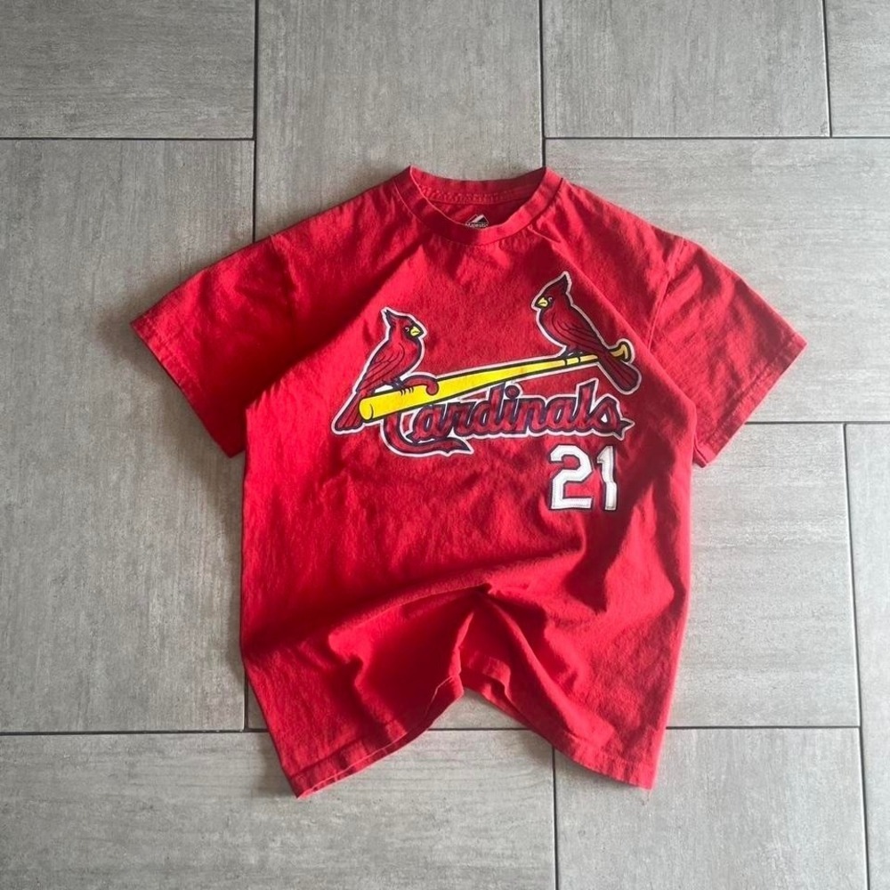 Majestic St Louis Cardinals Allen Craig 21 Red Baseball Graphic Tee Mens 18x24